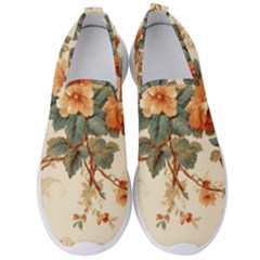 Flowers Leaves Swirl Plant Men s Slip On Sneakers