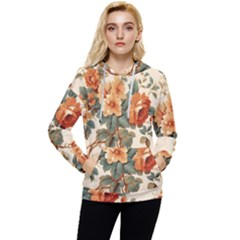 Flowers Leaves Swirl Plant Women s Lightweight Drawstring Hoodie