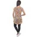 Autumn Leaves Pattern Cap Sleeve High Low Top View2