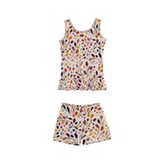 Autumn Leaves Pattern Kids  Boyleg Swimsuit by pakminggu