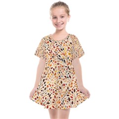 Autumn Leaves Pattern Kids  Smock Dress by pakminggu