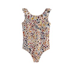 Autumn Leaves Pattern Kids  Frill Swimsuit by pakminggu