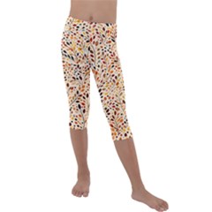 Autumn Leaves Pattern Kids  Lightweight Velour Capri Leggings  by pakminggu