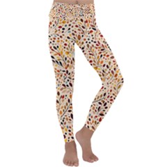 Autumn Leaves Pattern Kids  Lightweight Velour Classic Yoga Leggings by pakminggu