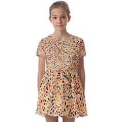 Autumn Leaves Pattern Kids  Short Sleeve Pinafore Style Dress by pakminggu