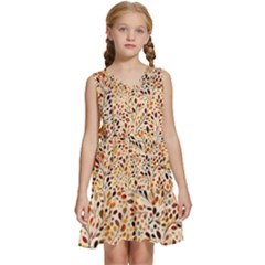 Autumn Leaves Pattern Kids  Sleeveless Tiered Mini Dress by pakminggu