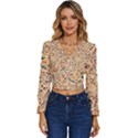 Autumn Leaves Pattern Long Sleeve V-Neck Top View1