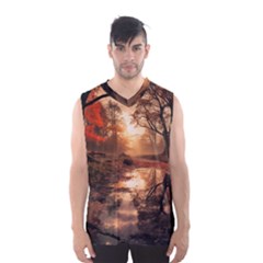 Trees Sunset Mist Men s Basketball Tank Top by pakminggu