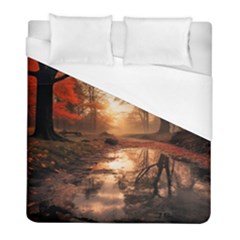 Trees Sunset Mist Duvet Cover (full/ Double Size) by pakminggu