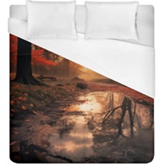 Trees Sunset Mist Duvet Cover (king Size) by pakminggu