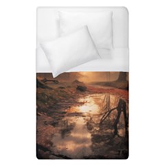 Trees Sunset Mist Duvet Cover (single Size) by pakminggu