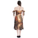 Trees Sunset Mist Shoulder Tie Bardot Midi Dress View2