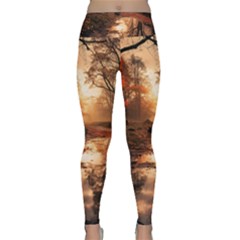 Trees Sunset Mist Lightweight Velour Classic Yoga Leggings by pakminggu