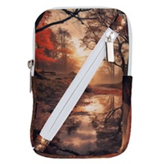 Trees Sunset Mist Belt Pouch Bag (large) by pakminggu