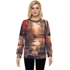 Trees Sunset Mist Hidden Pocket Sweatshirt by pakminggu