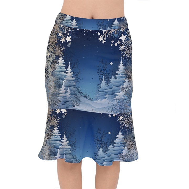 Christmas Night Winter Short Mermaid Skirt