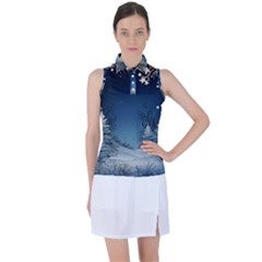 Christmas Night Winter Women s Sleeveless Polo T-shirt by pakminggu