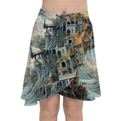 Castle Storm Sea Chiffon Wrap Front Skirt by pakminggu