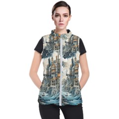 Castle Storm Sea Women s Puffer Vest by pakminggu