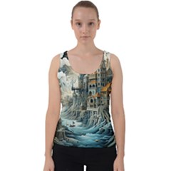 Castle Storm Sea Velvet Tank Top by pakminggu