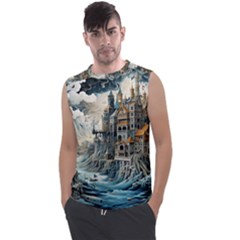 Castle Storm Sea Men s Regular Tank Top