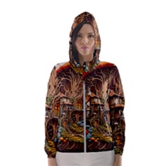 House Mushrooms Women s Hooded Windbreaker