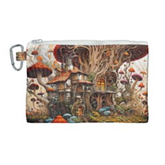 House Mushrooms Canvas Cosmetic Bag (large) by pakminggu