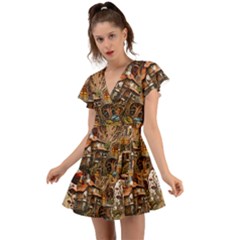 House Mushrooms Flutter Sleeve Wrap Dress by pakminggu