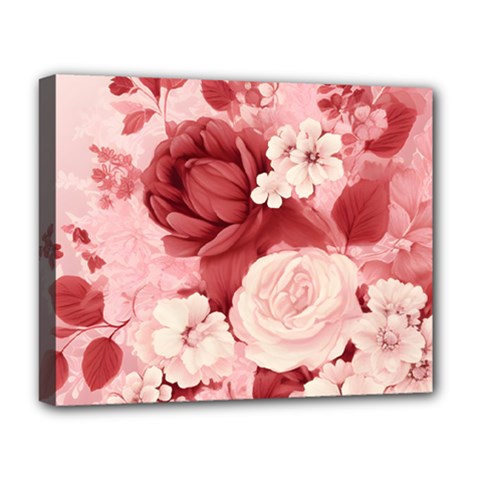 Red Pink Flower Petal Leaves Deluxe Canvas 20  X 16  (stretched) by pakminggu