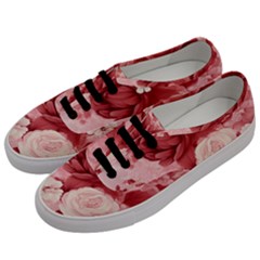 Red Pink Flower Petal Leaves Men s Classic Low Top Sneakers by pakminggu