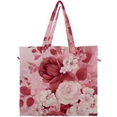 Red Pink Flower Petal Leaves Canvas Travel Bag by pakminggu