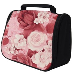 Red Pink Flower Petal Leaves Full Print Travel Pouch (big)