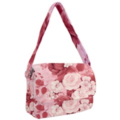 Red Pink Flower Petal Leaves Courier Bag by pakminggu