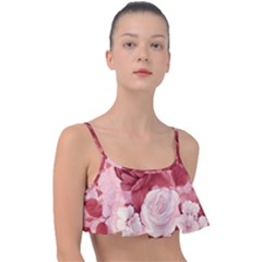 Red Pink Flower Petal Leaves Frill Bikini Top by pakminggu