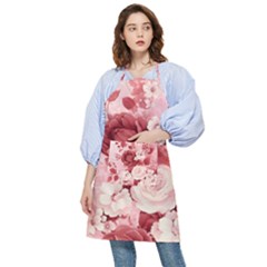 Red Pink Flower Petal Leaves Pocket Apron by pakminggu