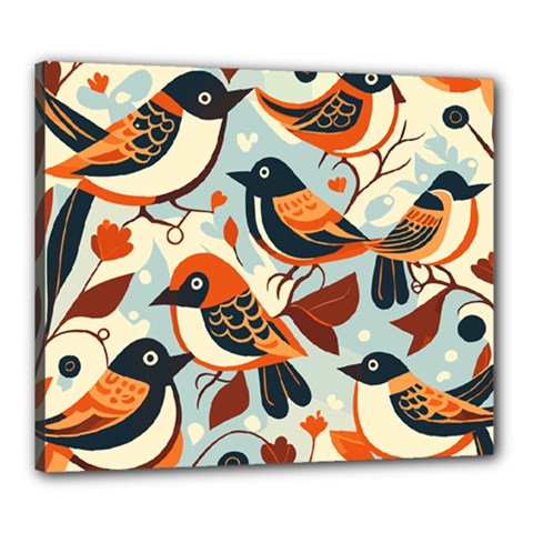 Vintage Birds Pattern Canvas 24  X 20  (stretched) by Valentinaart