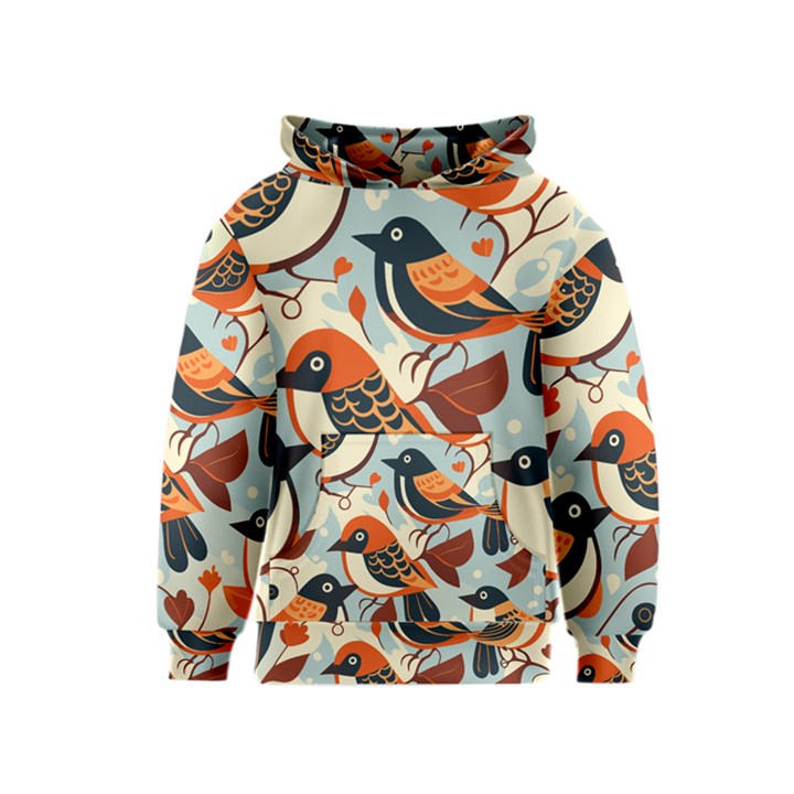 Vintage Birds pattern Kids  Pullover Hoodie