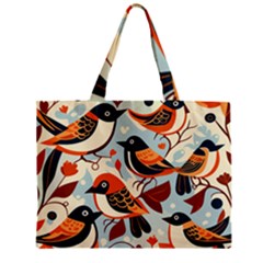 Vintage Birds Pattern Zipper Mini Tote Bag by Valentinaart