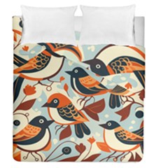 Vintage Birds Pattern Duvet Cover Double Side (queen Size) by Valentinaart