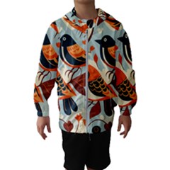 Vintage Birds Pattern Kids  Hooded Windbreaker