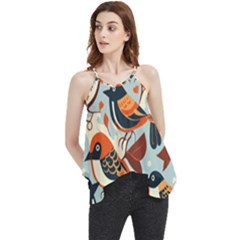 Vintage Birds Pattern Flowy Camisole Tank Top by Valentinaart