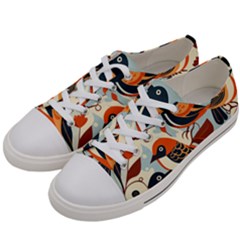 Vintage Birds Pattern Men s Low Top Canvas Sneakers by Valentinaart