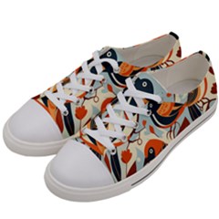 Vintage Birds Pattern Women s Low Top Canvas Sneakers by Valentinaart