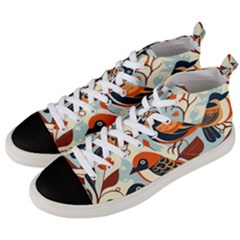 Vintage Birds Pattern Men s Mid-top Canvas Sneakers by Valentinaart