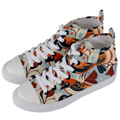 Vintage Birds Pattern Women s Mid-top Canvas Sneakers by Valentinaart