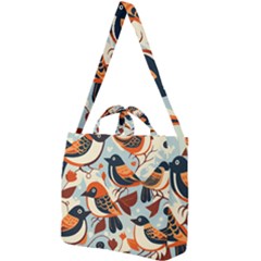 Vintage Birds Pattern Square Shoulder Tote Bag by Valentinaart