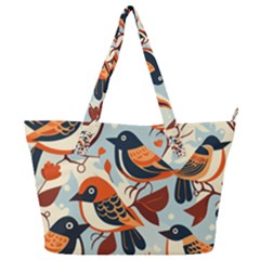 Vintage Birds Pattern Full Print Shoulder Bag by Valentinaart