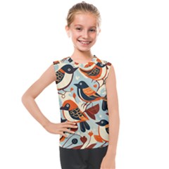 Vintage Birds Pattern Kids  Mesh Tank Top by Valentinaart