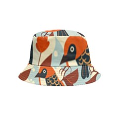 Vintage Birds Pattern Inside Out Bucket Hat (kids) by Valentinaart