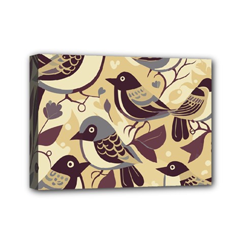 Vintage Birds Pattern Mini Canvas 7  X 5  (stretched) by Valentinaart